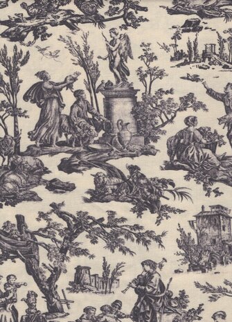 Maison Sajou Toile de Jouy L'Offrande à l'Amour ecru grijs