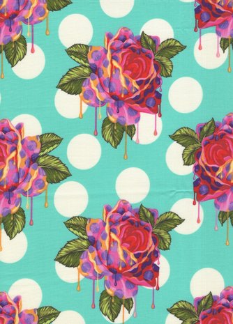 Free Spirit Tula Pink Curiouser aquablauw rozen