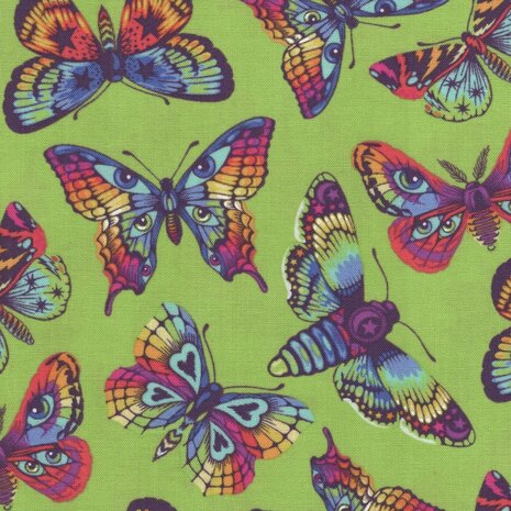 Free Spirit Tula Pink Daydreamer groen vlinders