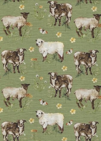 FIGO Countryside Comforts groen schapen