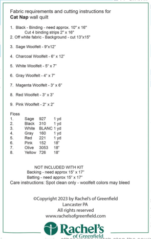 Cat Nap, compleet pakket miniquilt