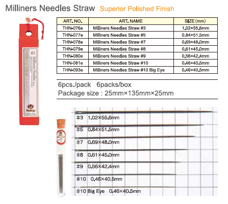 Tulip Milliners Needles (Applicatie/modisten naalden) maat 10 big eye