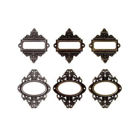 Tim Holtz naamplaatjes houders, 6 stuks
