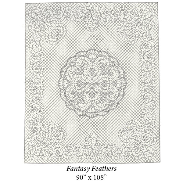Wholecloth Quilt Top Fantasy Feathers naturel
