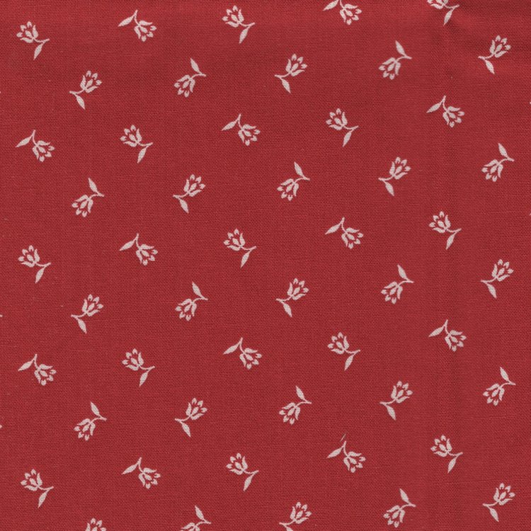 Marcus Fabrics ReproReds rood met ecru tulpjes