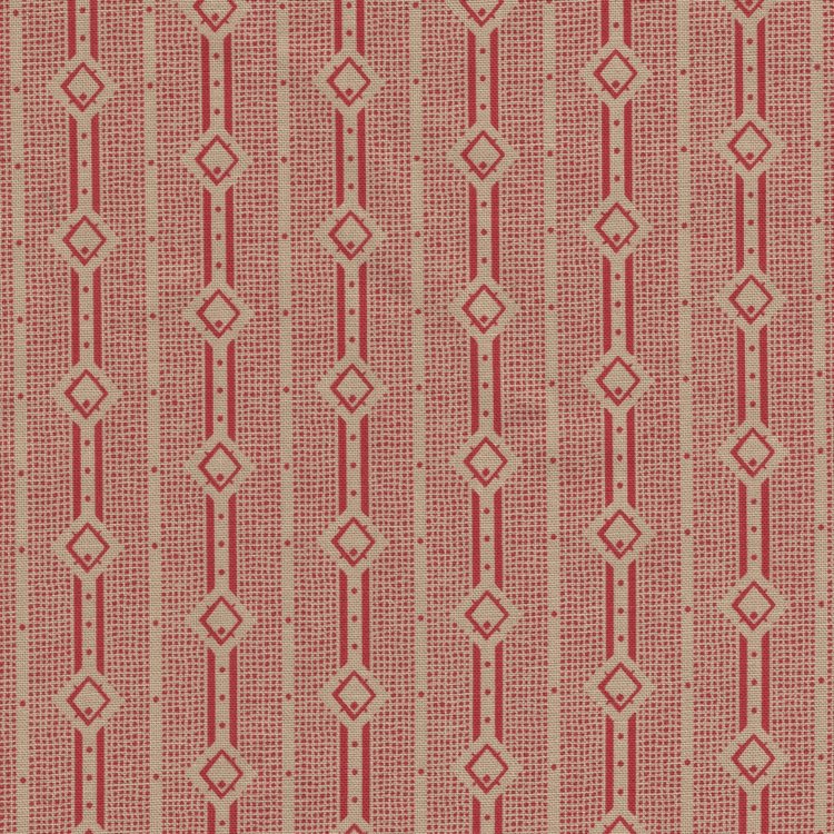 Marcus Fabrics ReproReds ecru rood streepje