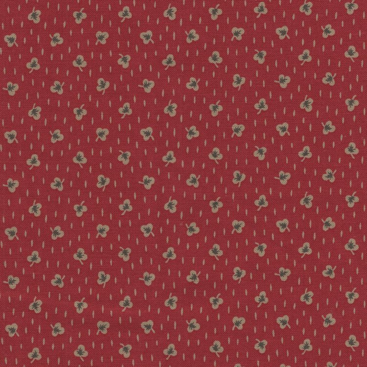 Marcus Fabrics ReproReds rood met tan blaadje