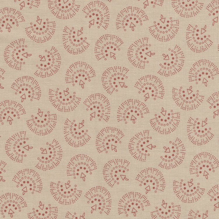 Marcus Fabrics ReproReds ecru rood werkje