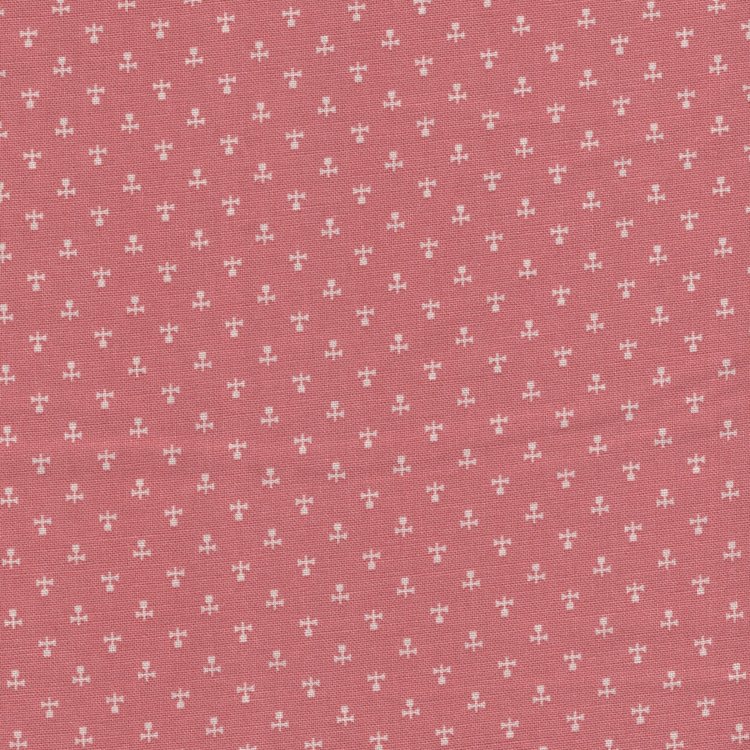 Marcus Fabrics ReproReds roze met ecru werkje