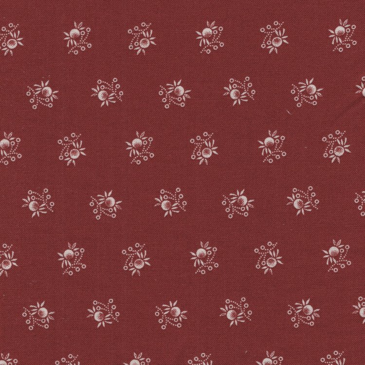 Marcus Fabrics ReproReds rood met ecru werkje