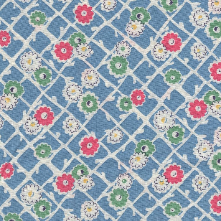Marcus Fabrics Aunt Grace Sew Charming blauw wit ruit