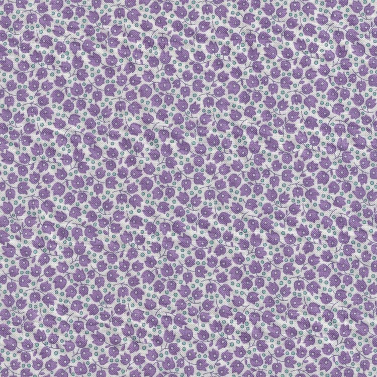 Marcus Fabrics Aunt Grace Sew Charming wit met paarse minibloem