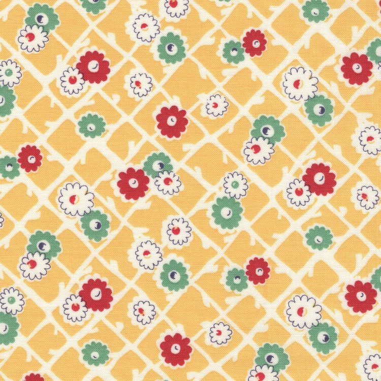 Marcus Fabrics Aunt Grace Sew Charming geel wit ruit