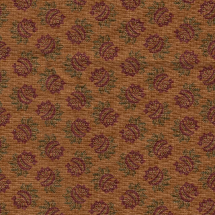 Henry Glass Fabrics Right as Rain oker rode bloemetjes