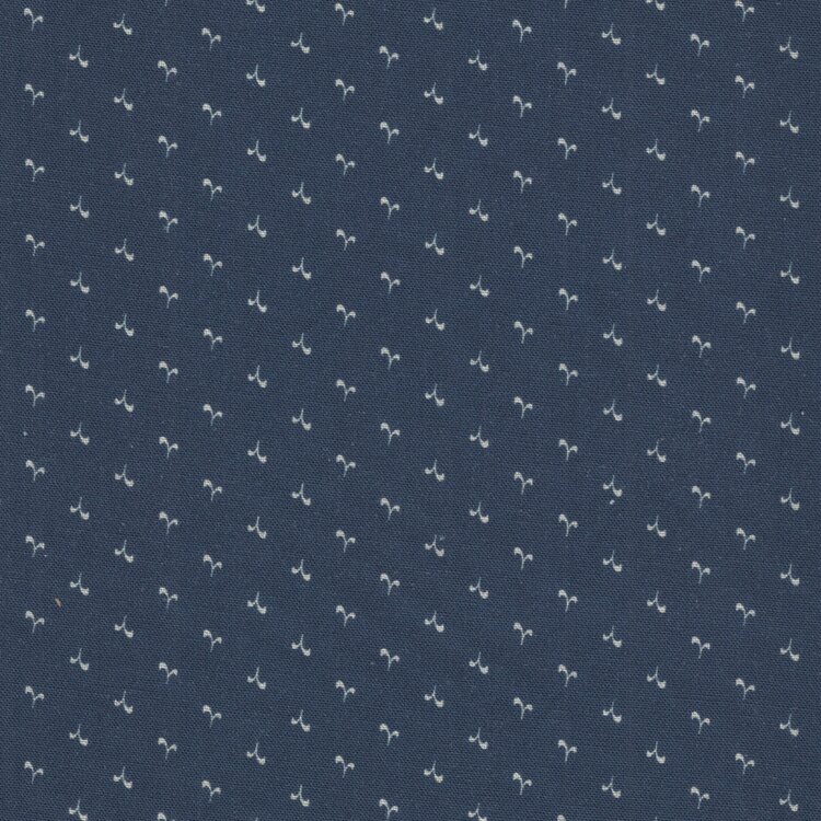 Stof a/s Nellie's Shirtings blauw wit werkje