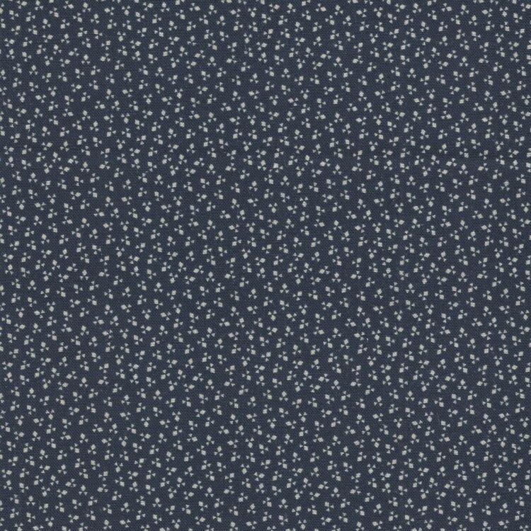 Stof a/s Nellie's Shirtings blauw wit werkje