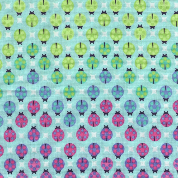 Free Spirit Tula Pink Tiny Beasts blauw lieveheersbeestjes