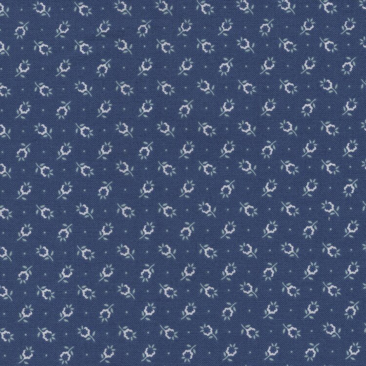 Riley Blake Home Town blauw wit bloemetje