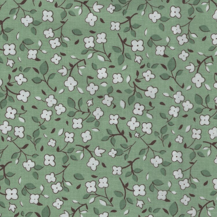 Riley Blake Home Town groen wit bloemetje