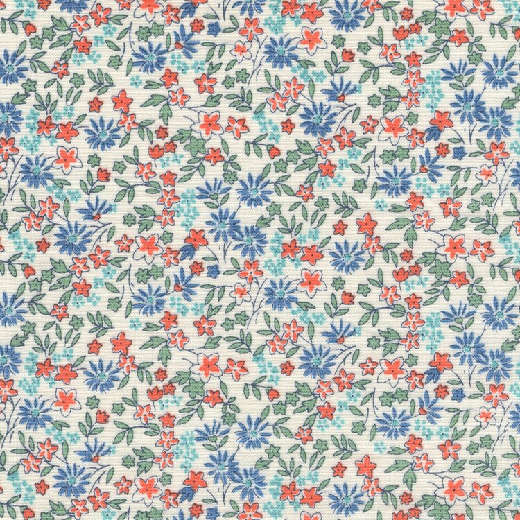 Marcus Aunt Grace Calicos ecru blauw oranje bloemetjes