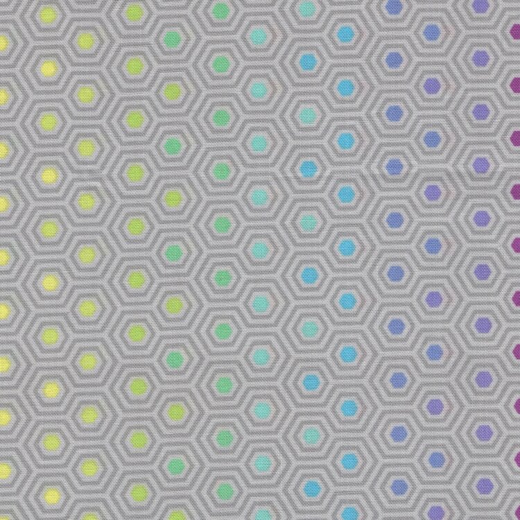 Free Spirit Tula Pink Roar True colors grijs kleurtjes hexagon