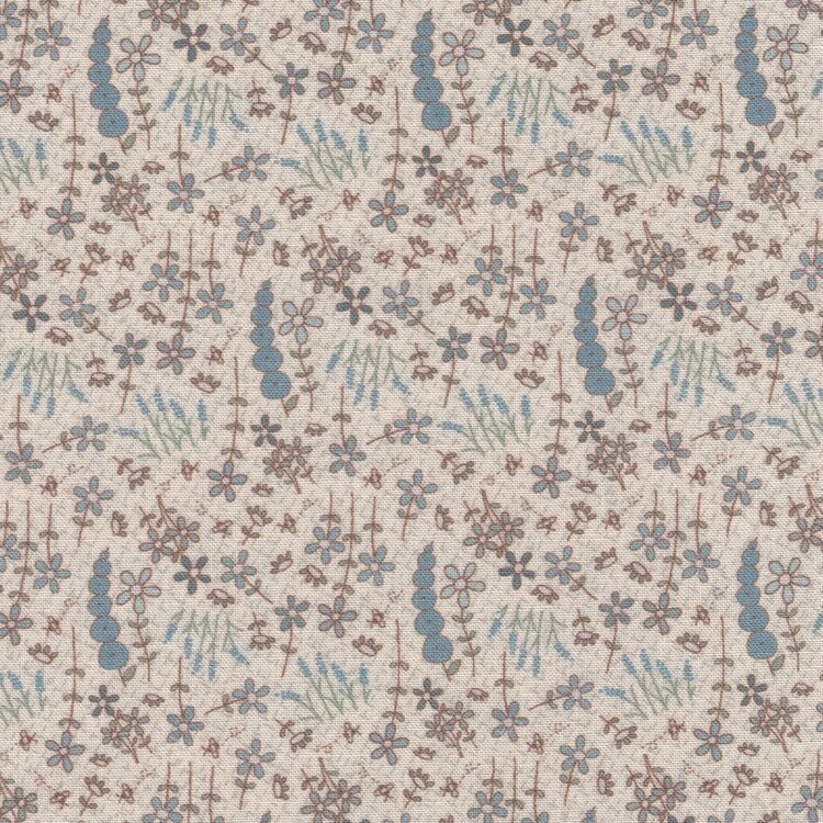 Lynette Anderson ecru blauw bloemetjes