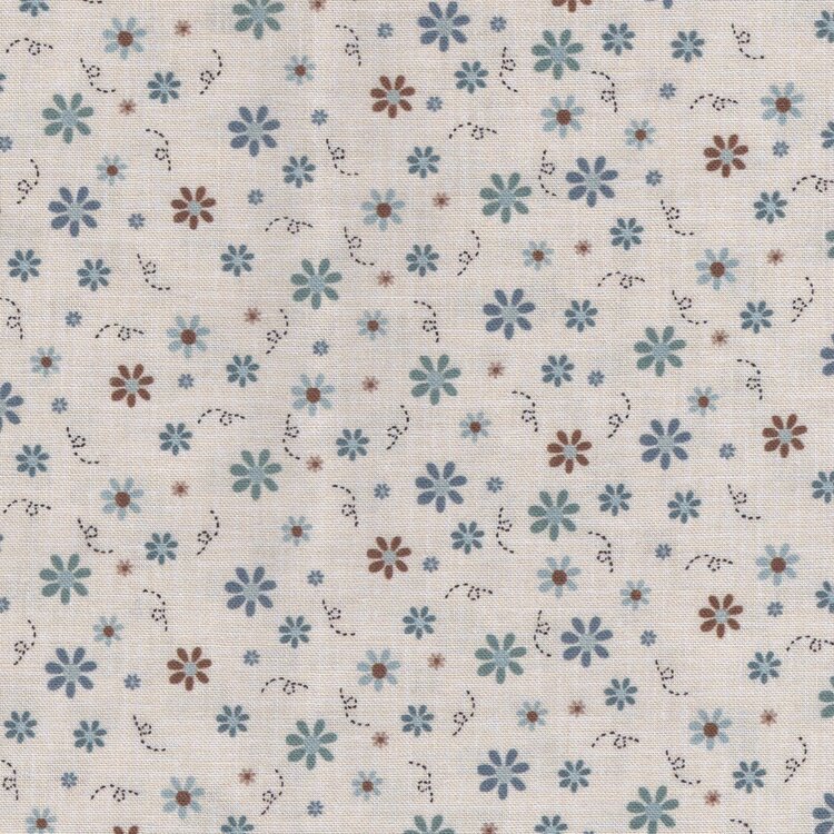 Lynette Anderson ecru blauw mini bloemetje