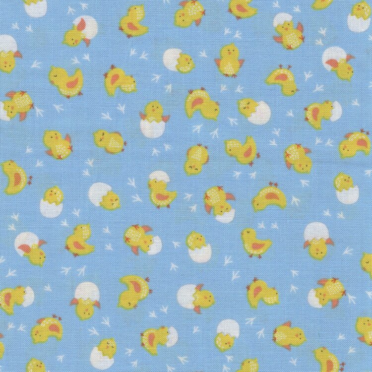 Makower Hello Spring blauw kuikentjes