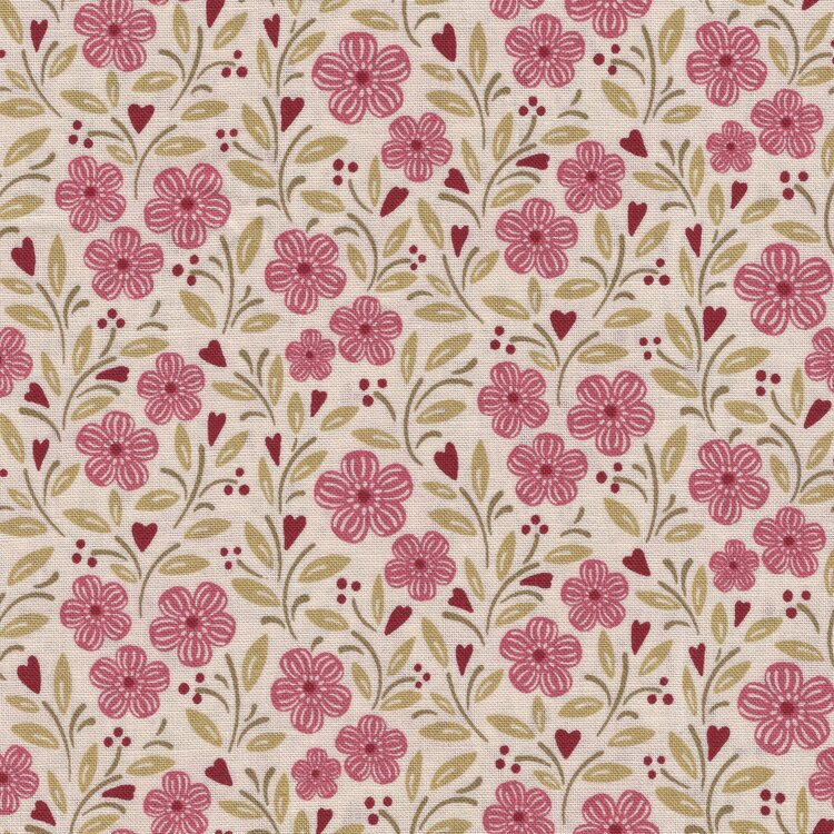 Andover A Woodsy Cottage ecru roze bloemetjes