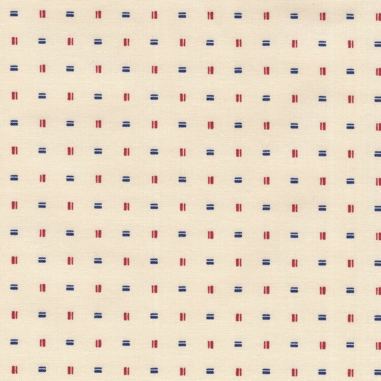 Henry Glass Old Glory ecru rood/blauw werkje