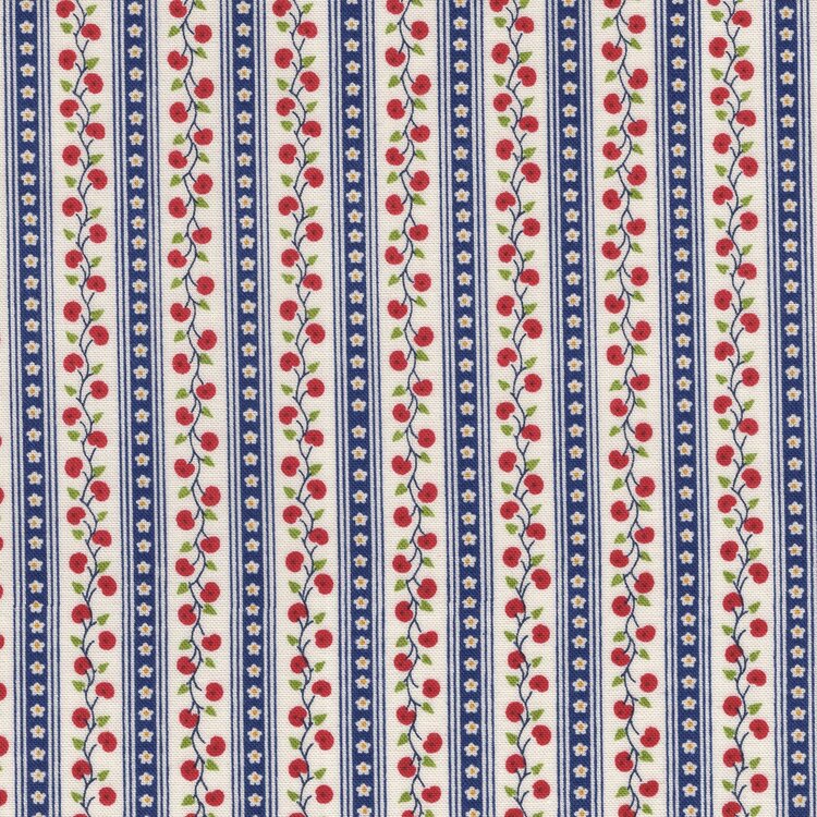 Henry Glass Old Glory ecru rood/blauw streepje