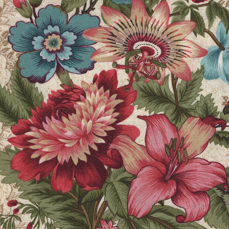 Henry Glass Mariakerke ecru rand grote bloem