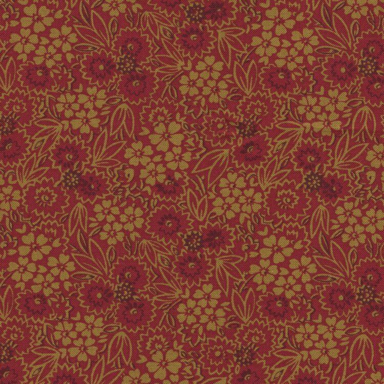 Baubles & Balsam rood oker bloemetjes