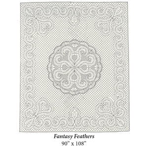 Wholecloth Quilt Top Fantasy Feathers naturel