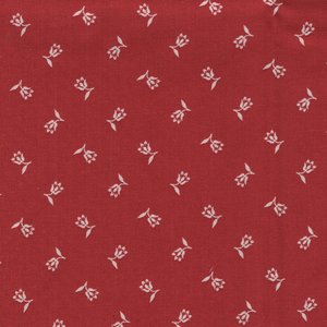 Marcus Fabrics ReproReds rood met ecru tulpjes