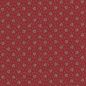 Marcus Fabrics ReproReds rood met tan blaadje