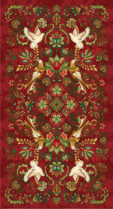 Henri Glass Jacobean Joyeux rood kerstpaneel