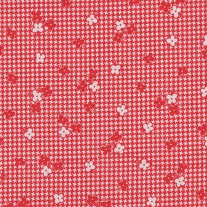 Riley Blake Stitch rood wit ruitjes met bloemetjes