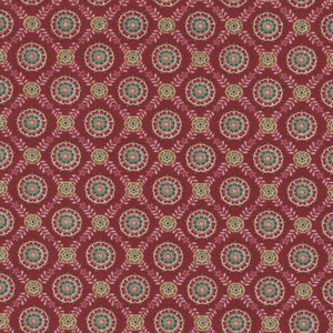 Henry Glass Fabrics Lille, rood met blauwe rozetten