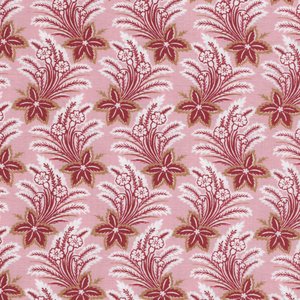 Henry Glass Fabrics Lille, roze met roomwit bloem
