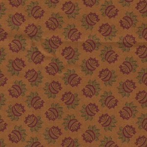 Henry Glass Fabrics Right as Rain oker rode bloemetjes 