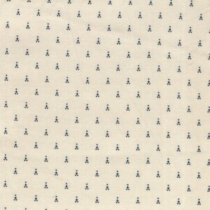 Stof a/s Nellie's Shirtings ecru blauw werkje