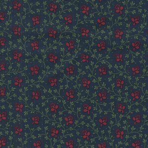 Marcus Vintage Charm blauw groen takje, rood bloemetje