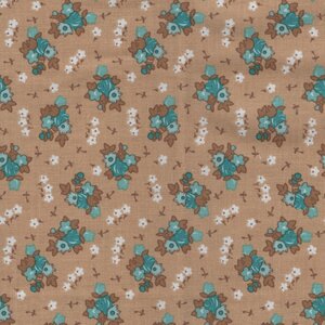 Riley Blake Home Town wit bruin blauw bloemetje