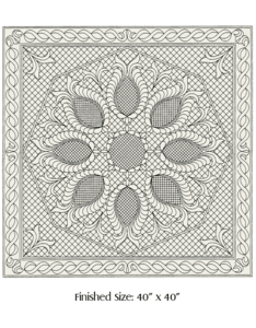 Wholecloth Quilt Top Feathered Pineapple Wallhanging naturel